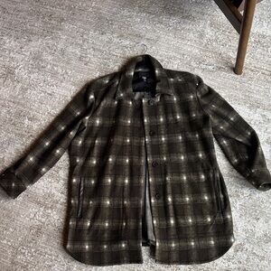 Lysse Plaid Jacket in Olive/Forest Green and Cream